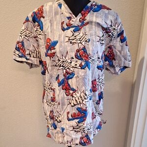 Marvel Blue and Red  Spider-Man Scrub Top